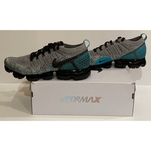 Nike Air VaporMax Flyknit 2 Mens 11.5 Black Dusty Cactus Hyper Jade Sneaker - Picture 5 of 16